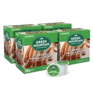 A box of Green Mountain caramel vanilla cream cups