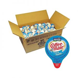 A box of Coffeemate French Vanilla Creamer