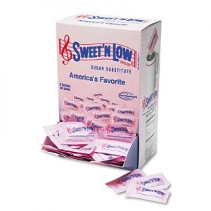 A box of Sweet and Low sweetener