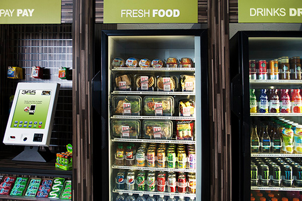 Fresh food display at a micro market